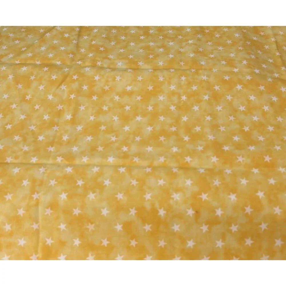 Yellow White Stars Bright Cotton Blank Quilting Fabric 23